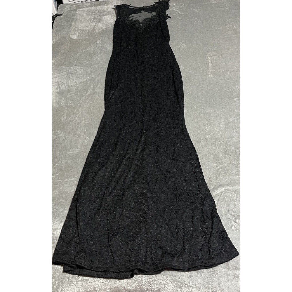 Windsor Black Lace Maxi Dress Juniors XL Floral Lace Whimsigoth Gown Dark